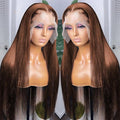 PANDA ANGEL Chocolate Brown Lace Front Wigs - 20 Light Brown Straight Glueless Pre Plucked 13x4 HD Lace Frontal