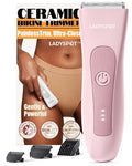 MANSPOT LADYSPOT??Hair Finishing Trimmers with 3 Guard and Replaceable Ceramic Blade Heads LADYSPOT??Hair Shaver Kit Sets (Women-Pink-Version)