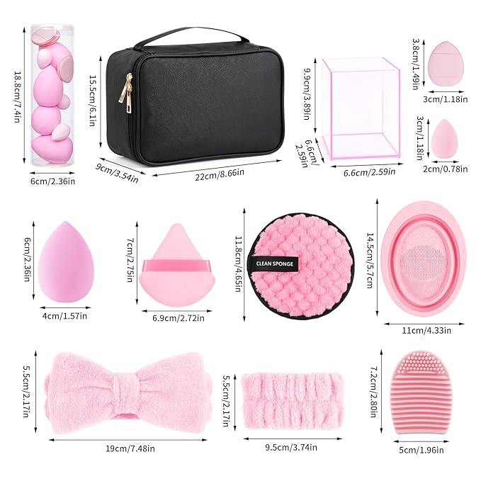 MAGEFY Makeup Brushes 37 Pcs Makeup Kit Multi-functional Makeup Tool Set with Double-End Powder Blush Eyeshadows Brush Make up Brushes Set BagPink