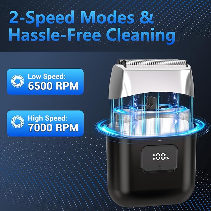 Electric Foil Shavers for Men: Mini Electric Razor with 3 Floating Blades LED Display Dual Speed - IPX7 Waterproof Wet/Dry Cordless Razor USB Fast Charging Travel Lock