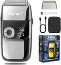 KEMEI Electric Razors for Men LCD Display Cordless Men's Razors USB Rechargeable with Pop-up Beard Trimmer Best Worldwide Travel Gift Model KM 2028 Silver