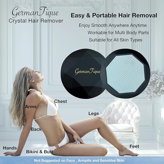 Crystal Hair EraserUpgraded Crystal Hair Remover DiamondPainless and Effective Nano Glass Hair Removal Stone and Skin ExfoliationNatural Epilator for Women and Men(Black)