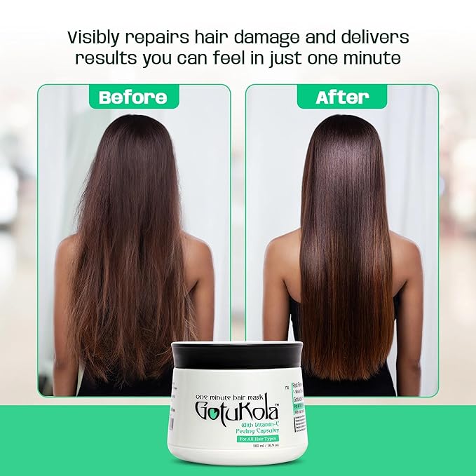 Gotukola Hair Masks Collection ? Keratin Mask 1-Minute Reviving Mask &amp Fragrance Variants for Damaged Dry &amp Color-Treated Hair (Green)