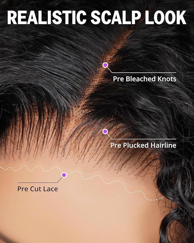 Salon-Quality Special Kinky Curl Wig Human Hair 220% Density Ready to Go Glueless Wigs Human Hair Pre Plucked Pre Cut HD Lace 6x5 Closure Wig Bleached Tiny Knots 18 Inch