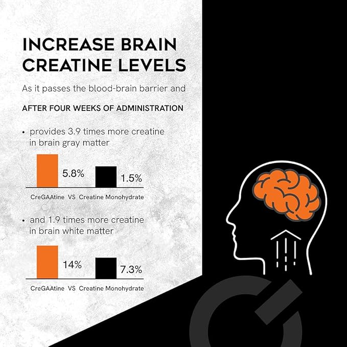 Micronized Creatine Monohydrate + GAA | Increase Strength No Water Retention | Boosts Memory &amp Focus | Single-Serve Packets | 60 Sachets 30 Servings | (Sachets Orange)