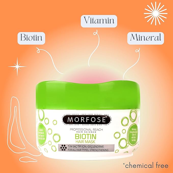 Morfose Professional Biotin Hair Mask for Dry Damaged or Brittle Strands Repairs and Protects Soft Smooth and Healthy Hair reduces Brakage and Split-Ends (large 16.9 Fl Oz)