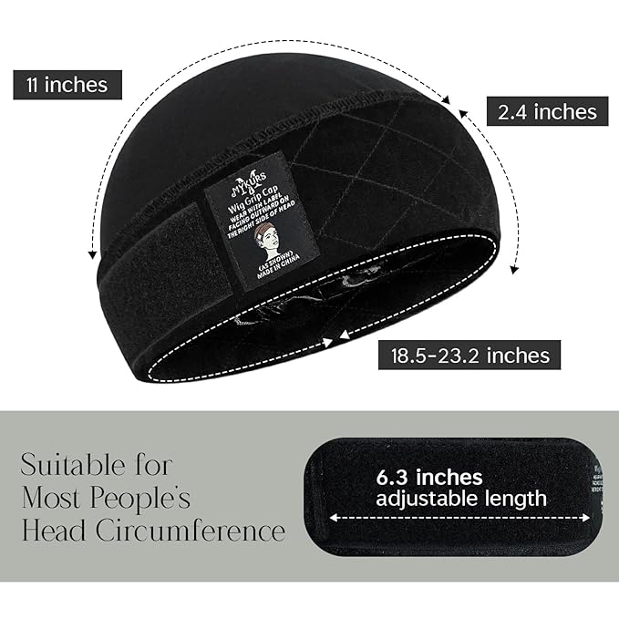 Wig Caps with Grip Band to Hold Wig in Place Soft Wig Caps for Women Non Slip Black 2 PCS