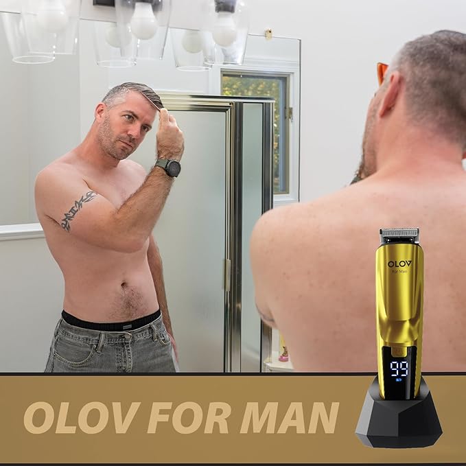 Beard Trimmer 21 Piece Mens Grooming Kit and Hair Clipper Cordless Rechargeable Electric Razor for Beard Face Nose Hair Trimmer Gold