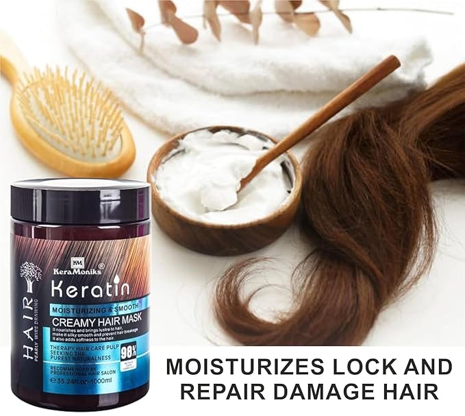 BTONE Keratin &amp Collagen Hair Mask - Damaged Hair Treatment Moisturizing &amp Nourishing Split Ends &amp Dandruff Care 11.8 Fl Oz (Pack of 3)