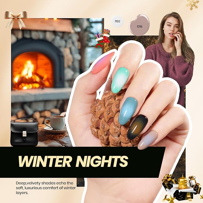 Beetles Gel Nail Polish Kit with U V Light -54 Pcs Gel Nail Kit Four Seasons Glow 32 Colors Set with Base Matte &amp Glossy Top Coat Soak Off Home Salon DIY Manicure Christmas Gifts for Women Teen Gi