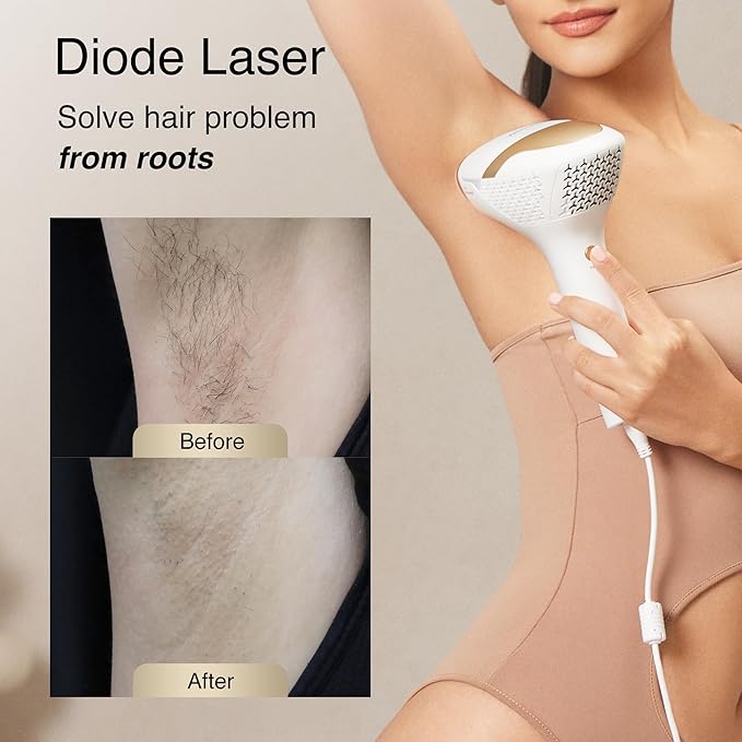 DermRays Laser Hair Removal for Women and Men V4S for Skin Tone 1-5 Permanent Reduction in Hair Regrowth The World's First FDA-cleared Home-use Wide-Angle?810nm Laser Hair Removal Device.