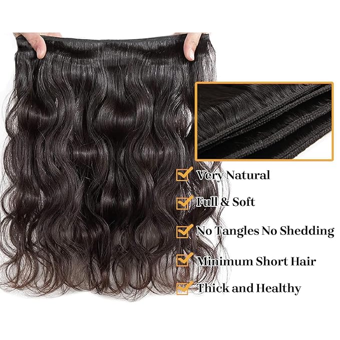 Human Hair Bundles 14 16 18 20 Inch Body Wave Bundles Human Hair Unprocessed Brazilian Virgin 4 Bundles Natural Black for Women