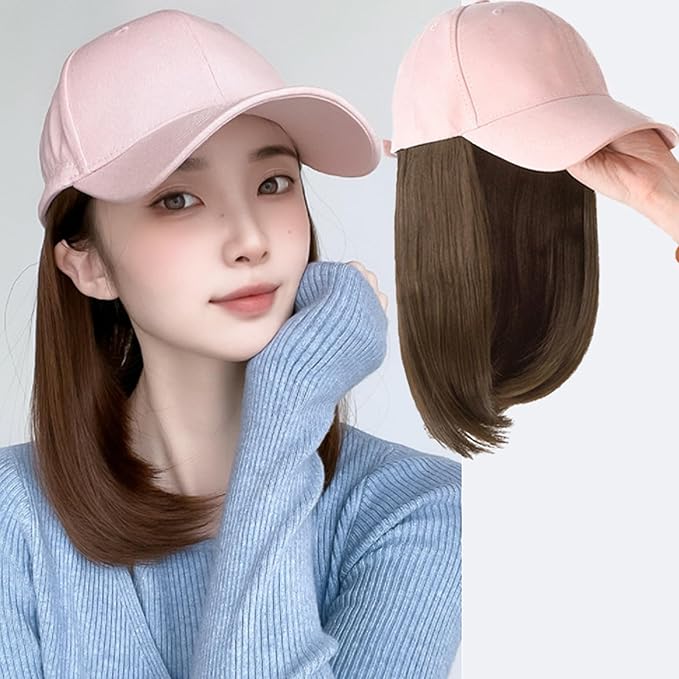 Women's Hat wig Duck Tongue hat collarbone Hair Straight hair inner Buckle wig Baseball Cap Sun Hat Wave Curly Hair