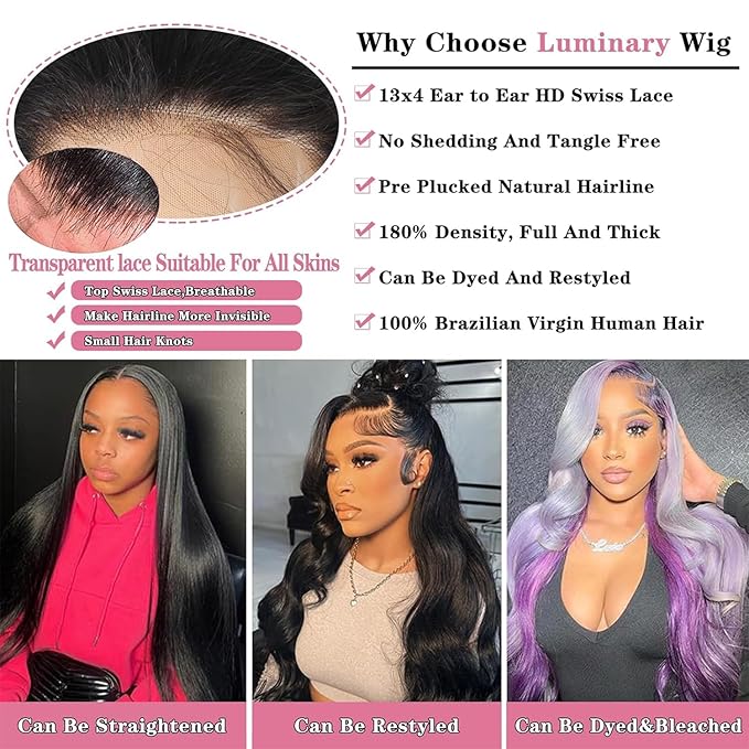 Luminary Body Wave Lace Front Wigs Human Hair Pre Plucked with Baby Glueless 150% Density Brazilian Frontal for Black Women(20inch Wig) 1.0 Count