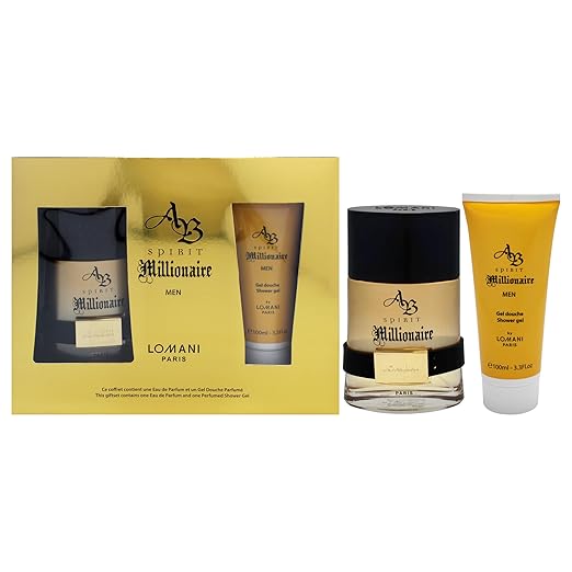 Lomani AB Spirit Millionaire 3.3oz EDP Spray 3.3oz Body Lotion Women 2 Pc Gift Set