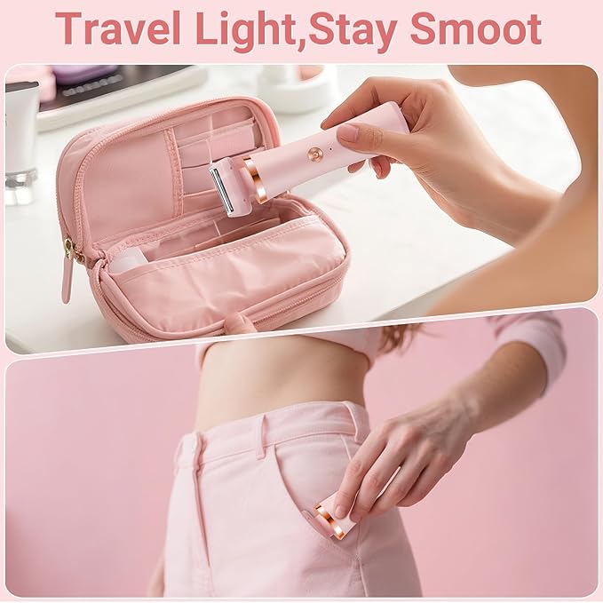 Bikini Trimmer for Women &amp Men - 2 in 1Replaceable Painless Electric Razor for Body &amp FaceWireless Portable Trimmer for Women Wet &amp Dry Electric ShaverIPX7 WaterproofUSB Rechargeable