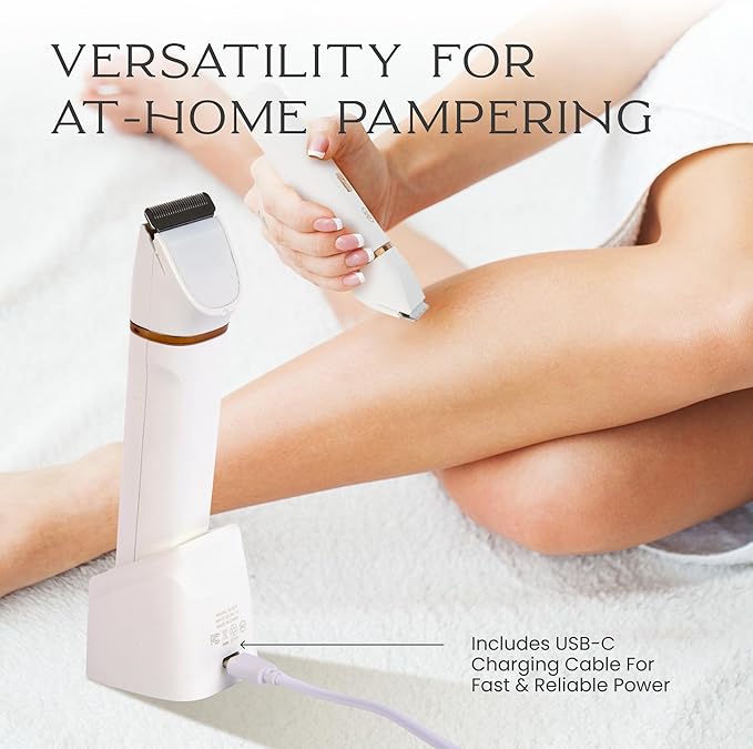 Bella Ciao 10-Piece Body-Hair and Bikini Trimmer Set for Women Electric Razor with Ear- and Nose-Hair Trimmer Detail Trimmer Heads Ceramic Blade Includes Comb Guides Charging Dock and USB Cable