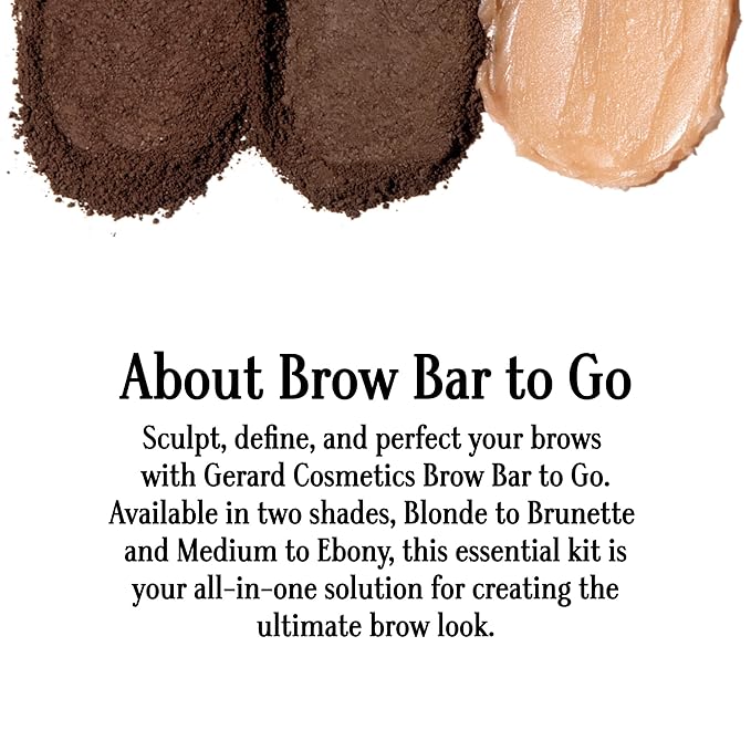 Brow Bar To Go by Gerard Cosmetics (Medium to Ebony) Eyebrow Trio Kit with Brow Powder Brow Wax and Angled Brush Eyebrow Powder Dark Brown Cruelty Free &amp Made in the USA