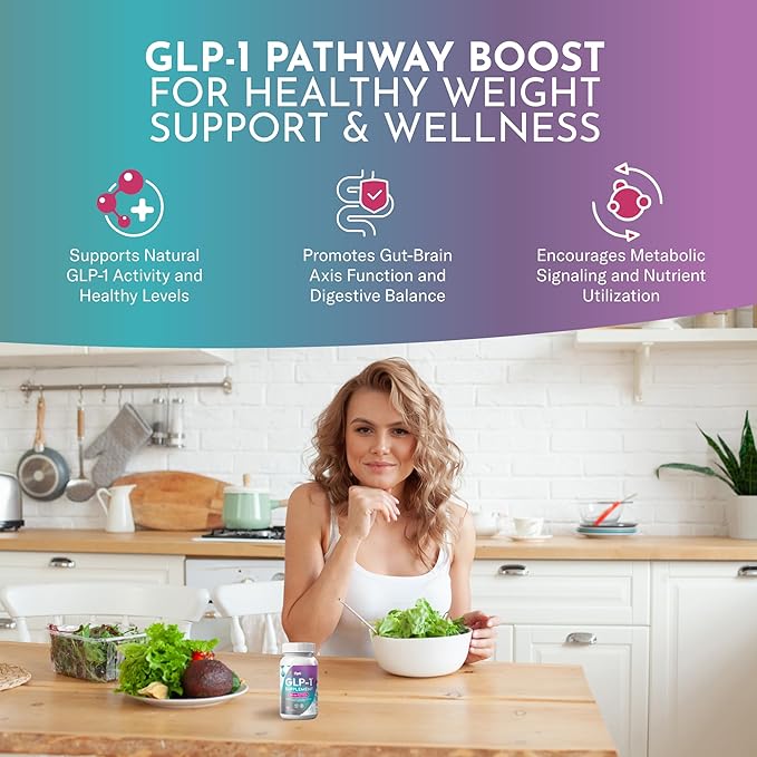 GLP-1 Supplement for Weight Loss - 32-in-1 GLP1 Booster with Probiotics for Women &amp Men - Natural Daily Oral Support to Boost Fat Burn Metabolism &amp Gut Health - Vegan Gluten Free Sugar Free