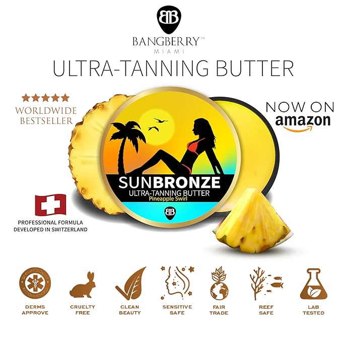 Original Sun Bronze Ultra Tanning Butter - Pineapple Swirl Use in the sun outdoor or tanning bed Better than tanning oil Tan faster with premium natural ingredients Safe for Sensitive Skin
