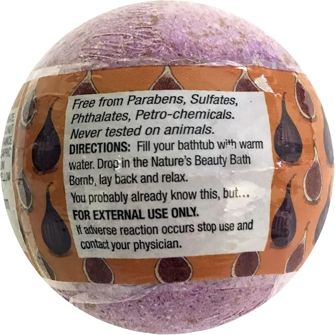 Nature's Beauty Brown Sugar &amp Fig Bath Bomb Multi-Pack - Natural Hand Crafted Non-Staining Luxury Fizzy Spa Bomb Moisturize Dry Skin Made w/Orange Extract + Coconut Oil 4.6 oz (4 Pack)