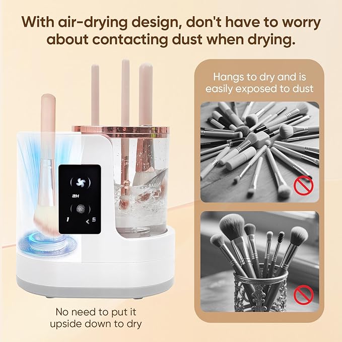 Electric Makeup Brush Cleaner 3-in-1 Automatic Brush Cleaning Machine Dual-Direction Cleaning Adjustable Drying Fits All Brush Sizes Efficient &amp Quick (Upgraded 2025 Edition)