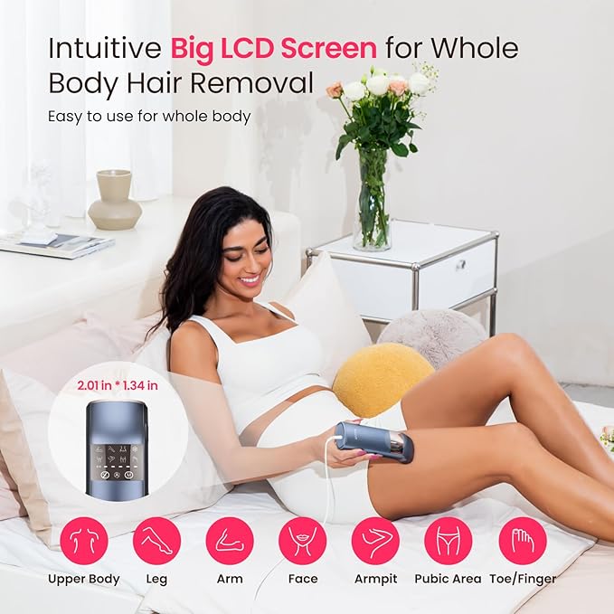 TRIPLE-Pulse IPL Laser Hair Removal 12cm² Sapphire 37°F Ice-Cooling Contact Lazer Hair Removal Device for Women and Men Permanent Hair Removal at Home for Body Face Bikini Trinity iGlow 10