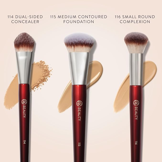 BK Beauty Core Complexion Trio Makeup Brushes Set (3PC) ? Foundation Concealer and Blending Brushes for Liquid Cream &amp Powder ? Vegan Cruelty-Free Ultra-Soft Face Makeup Brushes