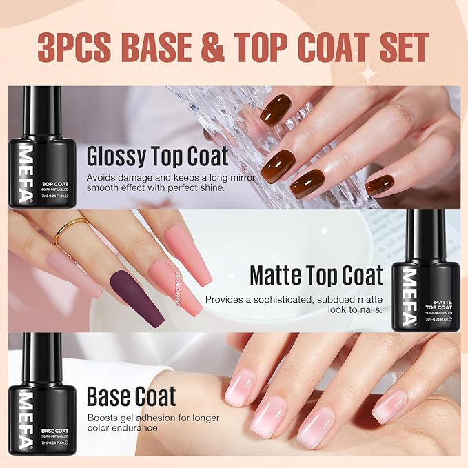MEFA 35 Pcs Gel Nail Polish Set 32 Colors Spring Collection Gel Nail Polish Pink Green Nail Art Manicure DIY Home Gifts for Women Girls Beginners