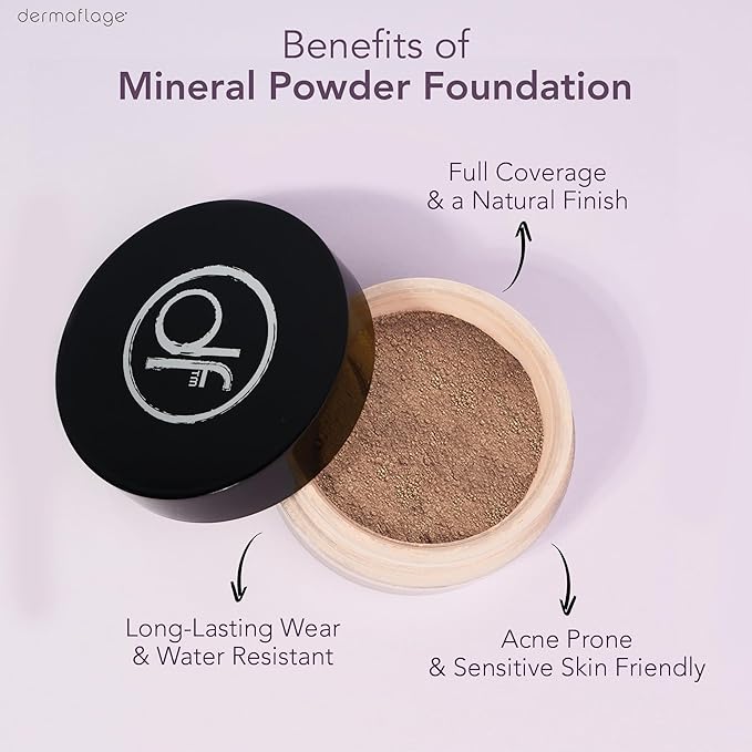 Dermaflage Mineral Powder Sunscreen for Sensitive Skin - Full Coverage Conceals Acne Scars &amp Discoloration Made in the Shade 7g/0.25 oz - Dark