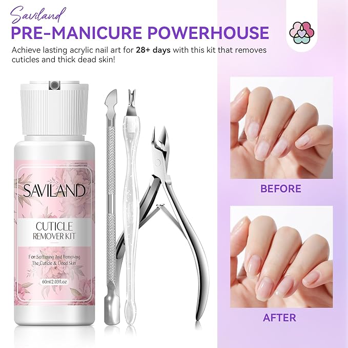 SAVILAND Acrylic Nail Kit with Drill: Professional Acrylic Nail Set with Powder Liquid Brush Cuticle Remover &amp Oil Essentials Tools for Beginners ? DIY Manicure Kit for Home or Salon Use
