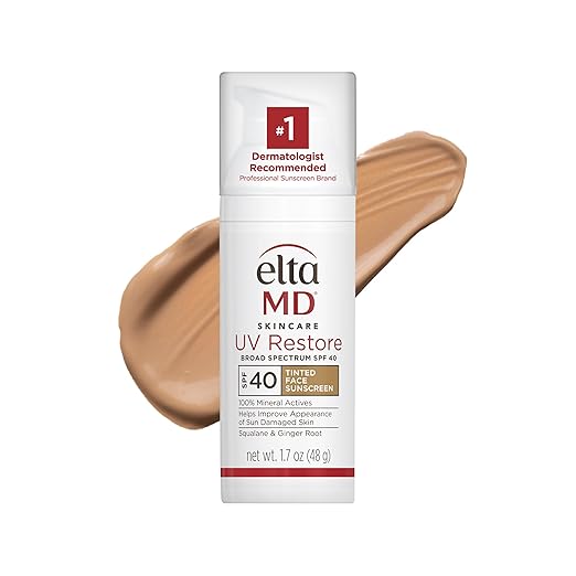 EltaMD UV RestoreFace Sunscreen SPF 40 Mineral Sunscreen for Sun Damaged Skin Repair Anti-Aging Zinc Oxide Sunscreen Formula