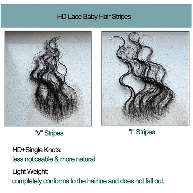 HD Lace Baby Hair for Edges Only Transparent Lace Fluff Hair Strips Brazilian Virgin Human Hair Edges Curly Reusable Meadow Hair 4 Pcs