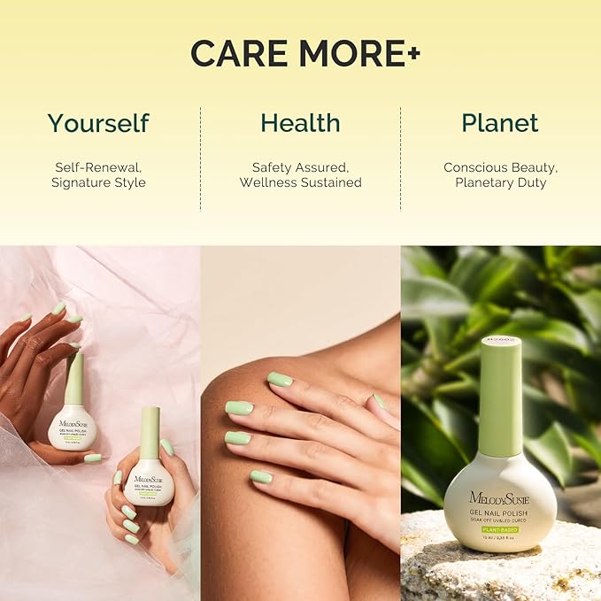 MelodySusie Plant Based Gel Nail Polish SetTop Toat and Base CoatClassic Basic Colors Hema FreeSoak Off UV LED Gel Polish Nail Art Manicure Salon DIY at Home 8Pcs