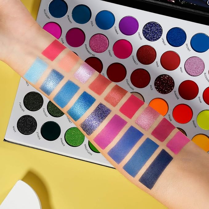 DE'LANCI Big Colorful Eyeshadow Palette Professional 54 Color Board Eye Shadow Bright Neon Glitter Matte Shimmer Makeup Pallet Highly Pigmented Powder EyeShadow for Women Girl Halloween Christmas Gift