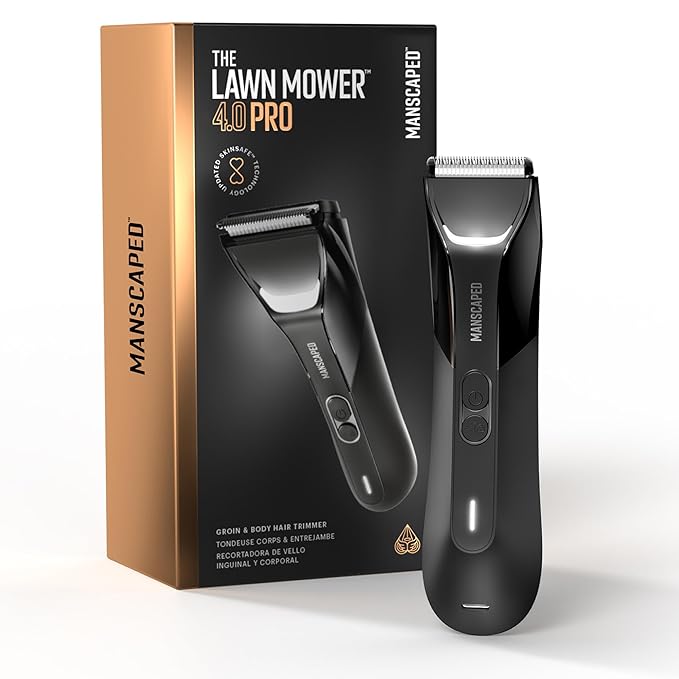 MANSCAPED® The Lawn Mower® 4.0 PRO - Groin &amp Body Hair Trimmer Updated SkinSafe® Trimmer Blade Waterproof Wet/Dry Groomer USB-C &amp Wireless Charging Compatible Men?™s Ball Shaver with Travel