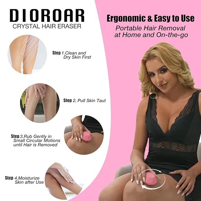 Crystal Hair Eraser for WomenUpgraded Painless Crystal Hair Remover DiamondEffective Nano Glass Hair Removal Stone Exfoliation without ShaverNatural Epilator for Silky Skin(Black)