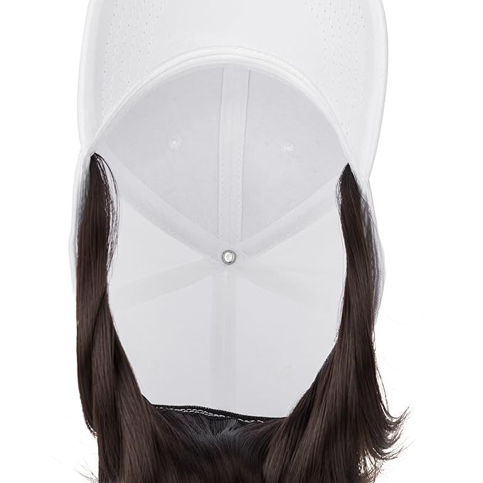 TESS Hat Wigs for Women Baseball Cap with Hair Attached Short Straight Synthetic Hair 6