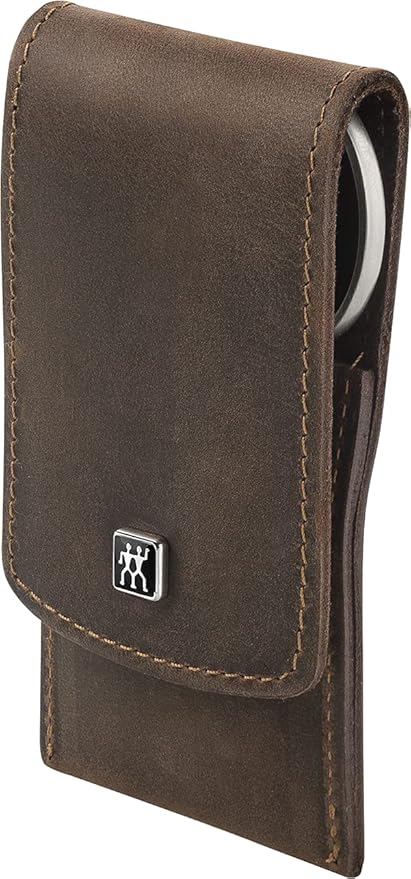 ZWILLING Beauty TWINOX 4-pc Manicure and Pedicure Set with Brown Leather Case Travel Size Set for Hands and Feet Nail Care Genuine Leather