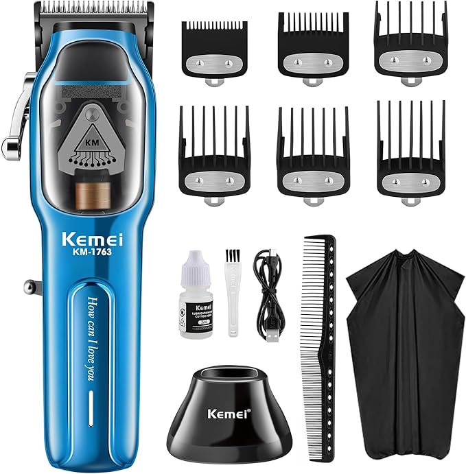 KEMEI Professional Hair Clippers for Men Cord/Cordless Hair Cutting Kits Hair &amp Beard Trimmer Adjustable Barber Clippers with USB Rechargeable KM-1763