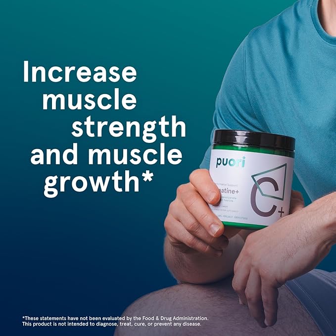 Puori Creatine Monohydrate Powder with Taurine - Unflavored Creatine Powder Pre-Workout Supplement for Men &amp Women - Muscle Builder Enhanced Workout Performance &amp Strength Building - 60 Serv