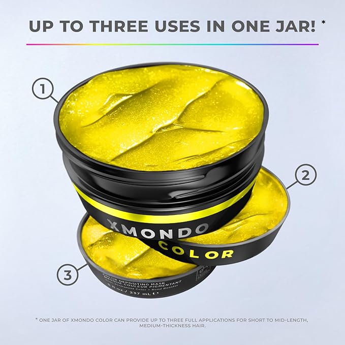 XMONDO Color Super Yellow Depositing Mask &amp Semi-Permanent Yellow Dye | Infused with Bond Booster Technology &amp Hyaluronic Acid for Nourishment Revitalization &amp Repair Vegan Formula 8 Fl