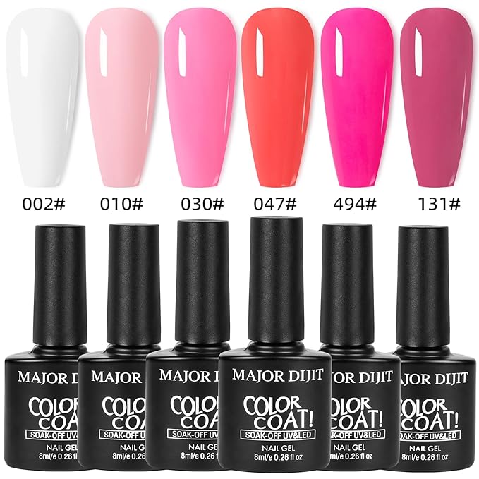 Major Dijit Acrylic Nail Kit with Drill - Complete Starter Set for Beginners White Pink Clear Acrylic Powder 6 Gel Polish Colors UV LED Light Nail Decorations &amp Salon Tools | Home Manicure Gift