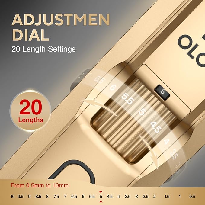 Men's Beard Trimmer- All-in-One Trimmer with Precision Dial - Premium Facial Hair Groomer - Adjustable 20 Length Setting USB Recharge Dock Cordless Waterproof Wet/Dry Clipper Gold