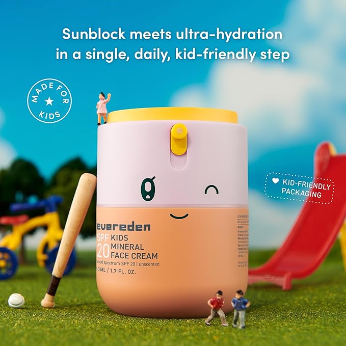 Evereden Kids Face Cream 1.7 oz. | Fragrance-Free and Kids Face Lotion with SPF 20 | Clean and Non-Toxic Face Moisturizer | Multi-Vitamin Skin Care | FSA Eligible