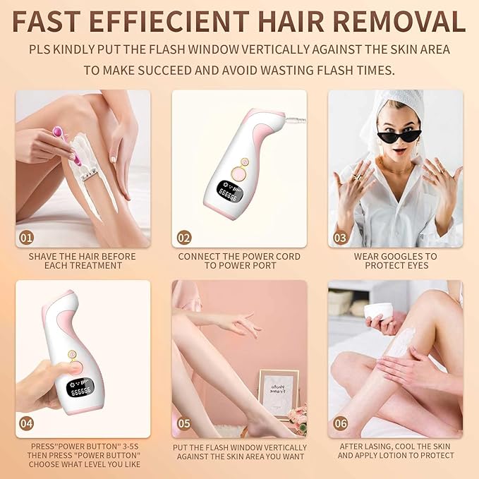 IPL Hair Removal Device for Women and MenPainless Home Use IPL Beauty Device For Home Use For Underarm facial hair below the chin line and legs.(Candy Pink/White 199 * 76.5 * 46.5mm)