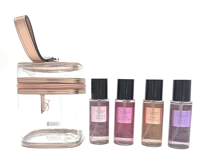 Victoria's Secret Best of Mist Gift Set: Love Spell Bare Vanilla Pure Seduction Velvet Petals &amp Beauty Bag