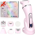 3.0 Women Face Epilator 7-in-1 Rechargeable Facial Hair Remover with LED Battery Display Facial Shaver for Face Eyebrow Nose Trimmer (Pink)