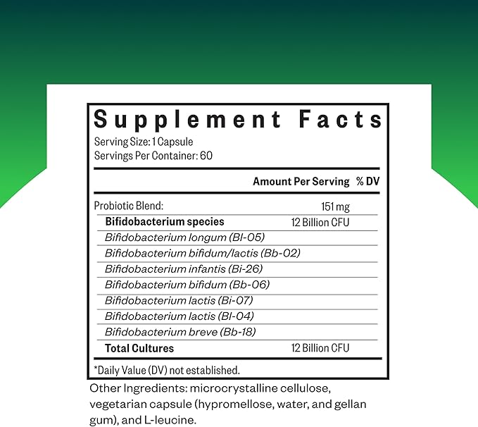 Seeking Health ProBiota Bifidobacterium 60 Capsules Probiotic Supplement for Digestive Health Bifido Only Vegan- and Vegetarian-Friendly Supports Colon Health and Immune System*