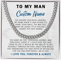 To My Man Necklace Custom Cuban Chain Necklace Gift For Husband Valentine Gift For Men Anniversary Birthday Gift For Him Husband Necklace From Wife Boyfriend Jewelry From Girlfriend